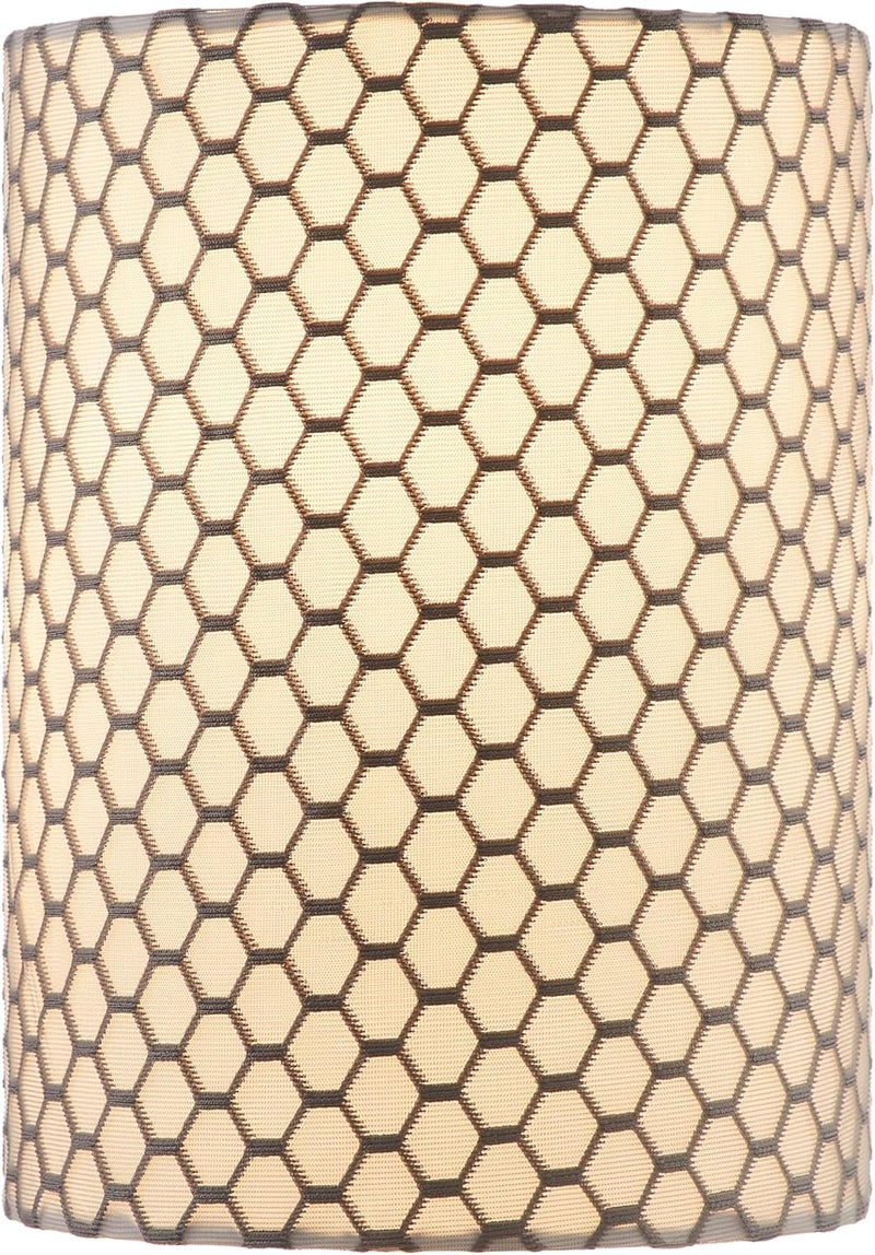Aspen Creative 31322 Transitional Drum (Cylinder) Shaped Spider Fitter Lamp Shade in Dark Grey with Hexagonal Pattern, 8" wide (8" x 8" x 11") - Image 2